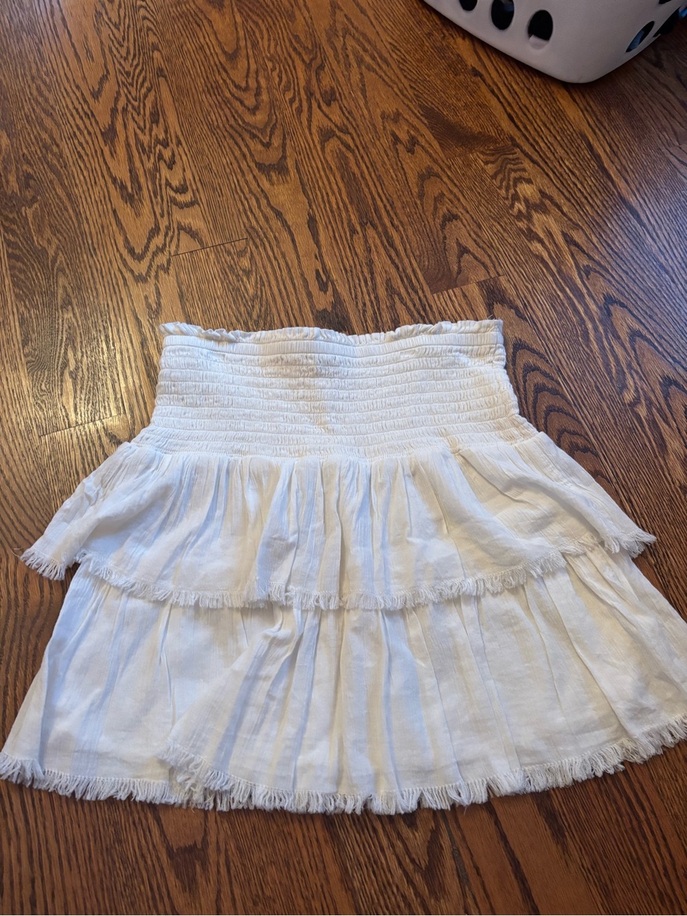 aerie White Tiered Smocked Mini Skirt